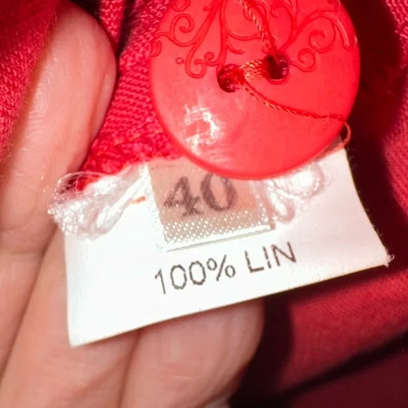 MoiCani Red Linen Button Down Tunic Shirt - Picture 8 of 8